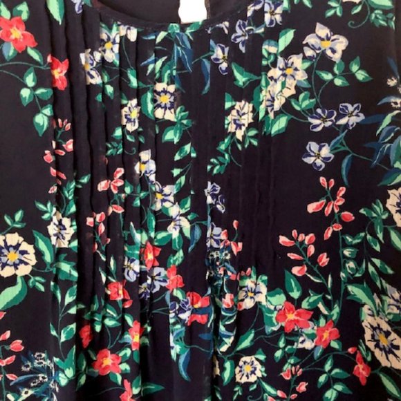 Rose & Olive Floral Flowy Sleeveless A-line Dress - Navy/Red/Green - M - Picture 5 of 12